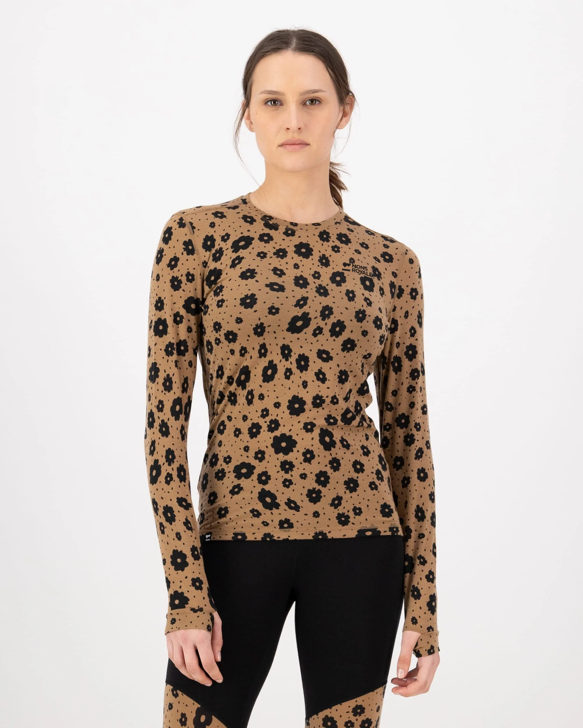 Cascade Merino Base Layer Long Sleeve - Aoraki Lily Toffee | Women's Long Sleeve Top