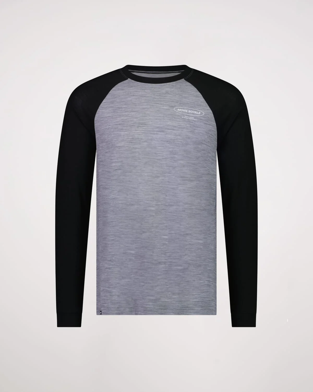 Icon Merino Raglan Long Sleeve - Grey Heather / Black | Men's Long Sleeve Top - Image 4