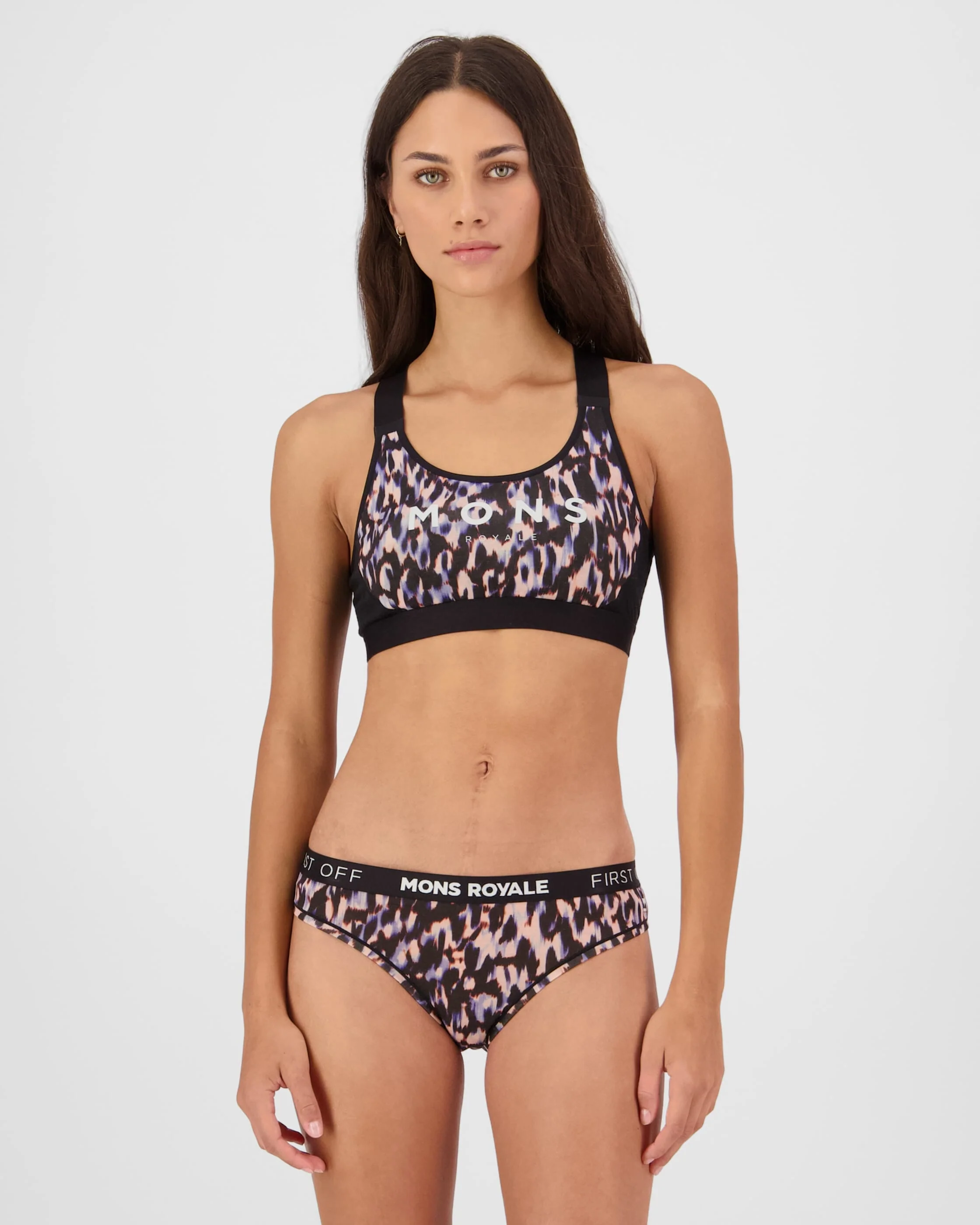 Stella Merino X-Back Bra - Rock Leopard / Black | Women's Underwear